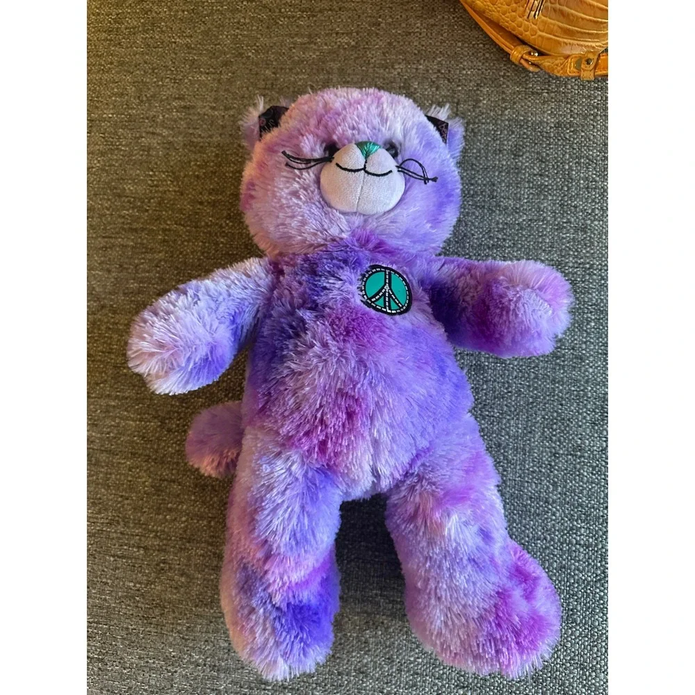 Build a Bear  kitty‎ Purple Tie Dye Peace Sign Stuffed Animal Plush Toy